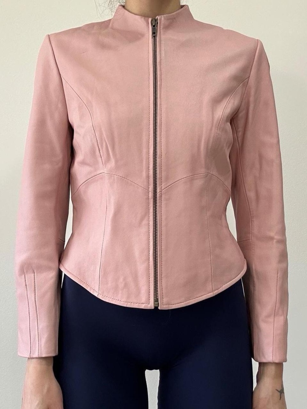 Women's Pink Zip Up Fitted Jacket